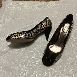 Dezario moc croc leather sole heels